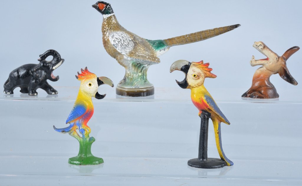 Lot of 4 Cast Iron and 1 Die Cast Bottle Openers: The Pheasant is 8" long and is die cast, the others are cast iron, Excellent