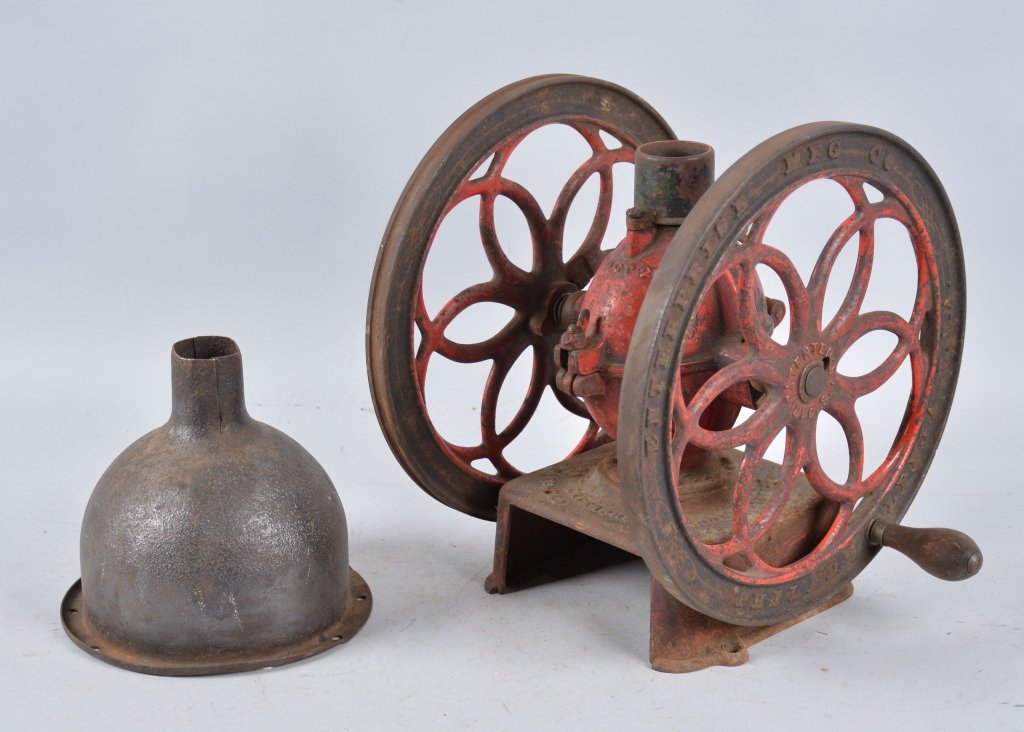 ENTERPRISE AMERICAN CAST IRON COFFEE GRINDER: Nice smaller version coffee maker. Pat. Date Dec. 9 1875. Mostly complete. Very Good