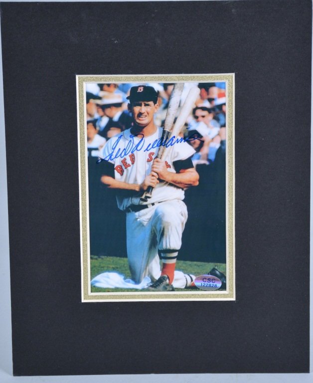 TED WILLIAMS AUTOGRAPHED PICTURE: 10"X8" matted picture autographed Ted Williams. With COA Excellent
