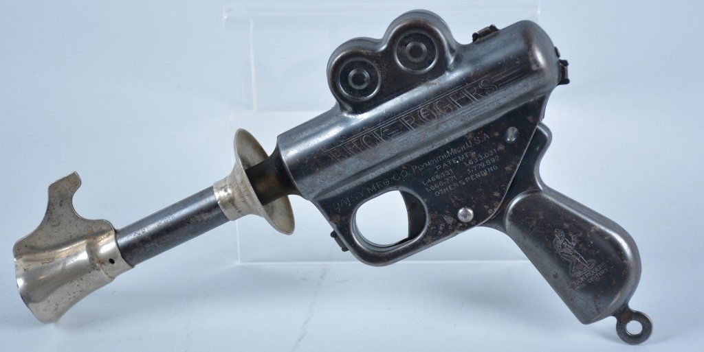Daisy BUCK ROGERS 25th Century TOY PISTOL: 1930s Pressed Steel Space Gun. Nice finish overall. Works with pop action. Excellent