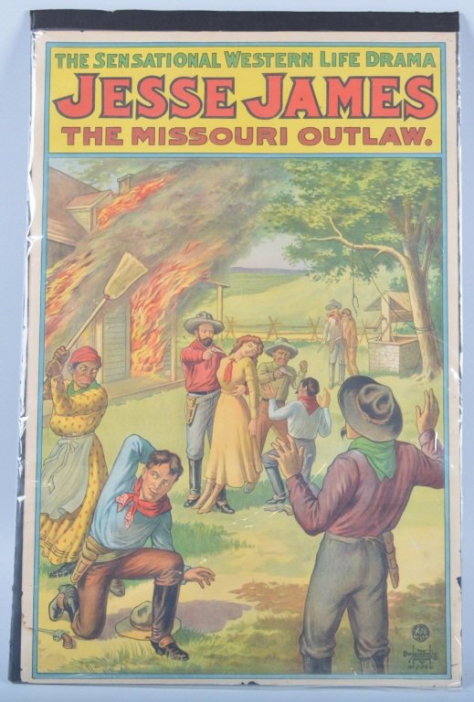 1921 JESSE JAMES THE MISSOURI OUTLAW Movie Poster: Excellent Movie Poster. Amazing colors and graphics. Very rare piece! Excellent