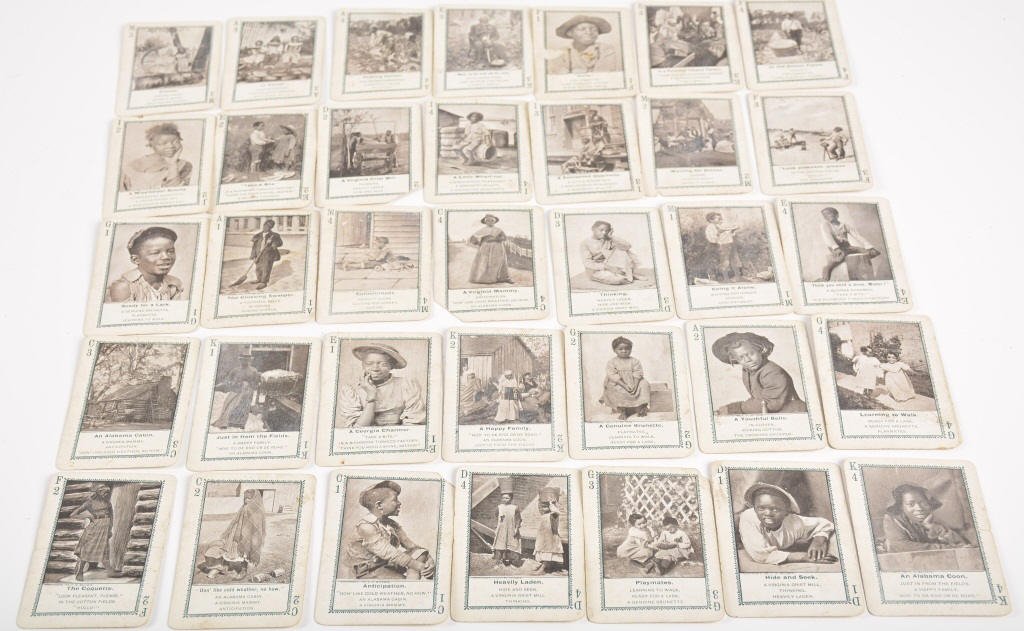 Lot of 36 Dixie Land Black Game Cards, 1897: Nice group of game cards, condition varies, Most Good