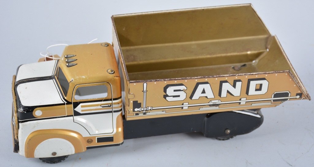 MARX Pressed Steel SAND and GRAVEL TRUCK: Great looking Marx Dump Truck. All original and measures 13" long. Very colorful truck Excellent