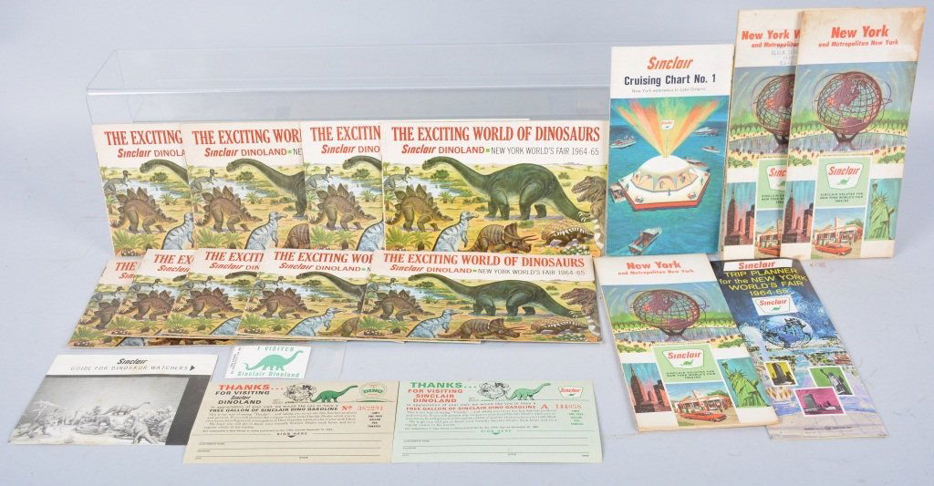 1964-65 NY WORLDS FAIR PAVILION PAMPHLETS: Very large group of pamphlets and paper workk from the Worlds Fair includes Operation Sail, Pavilion of American Interiors, New England Pavilion, New Rochelle Day, New York City Pavilion, Les Poupees