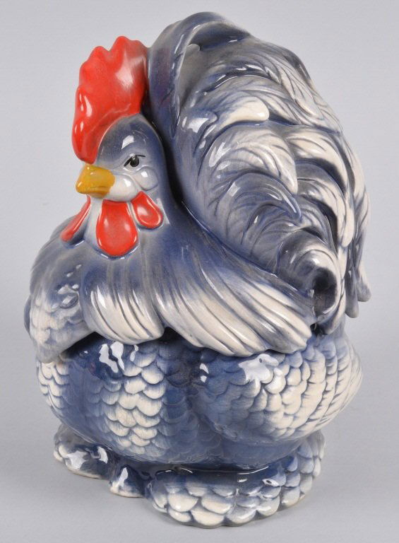 McCOY CHICKEN COOKIE JAR: Nice signed McCoy Chicken Cookie Jar. All original with no chips. Very nice color. Measures 10" tall. Excellent