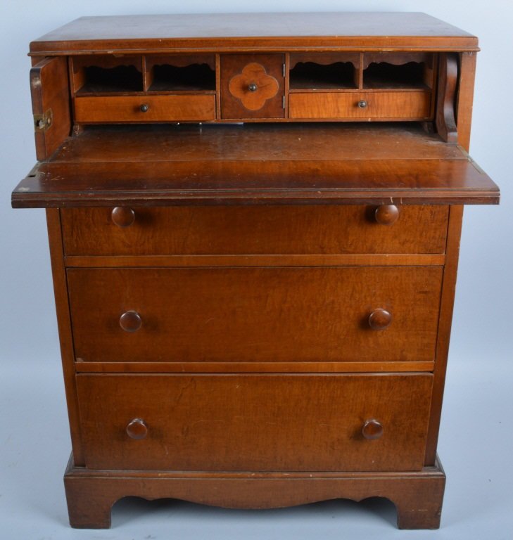 Butlers Desk, Vintage: Measures 36" by 26" by 15", top draw pulls down for writing surface, with 3 drawers. Some minor wear. Excellent