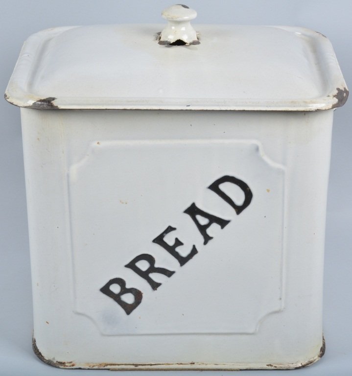 Porcelain Bread Box, Vintage: Measures 16" high, 11'" by 14", Very Good