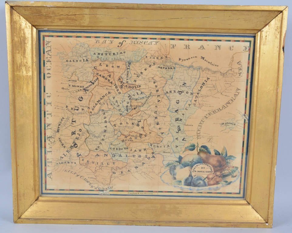 Antique Map Bay of Biscay France, 1833: Beautiful early hand colored map in a 24" by 20" frame. Nice details and toning. Excellent