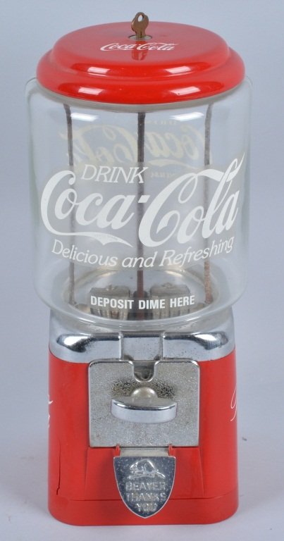 Coca Cola Coin Operated Vendor: Original Beaver vender, restored in Coca Cola colors. 16" high, Excellent