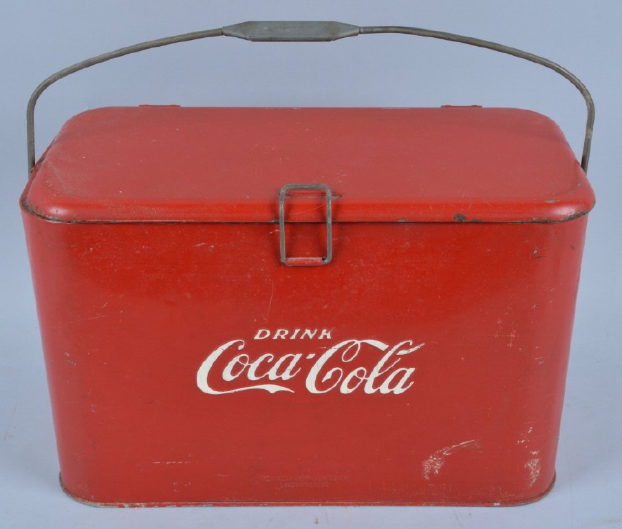 Coca Cola Metal Ice Cooler, Vintage: Measures 18" by 9", Very Good-Excellent