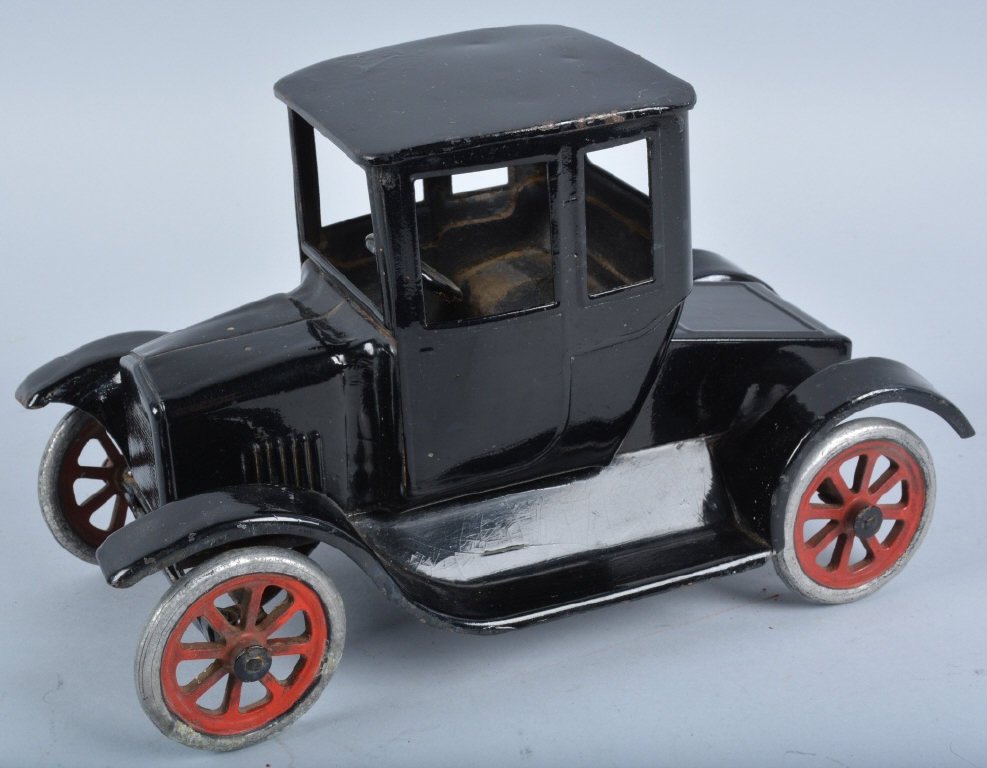 BUDDY L Pressed Steel FLIVVER COUPE: Nice original Buddy L Flivver Coupe. This great toy is a very nice old repaint. Looks and displays like original. Measures 11" long. Classic early Buddy L toy. Very Good-Excellent
