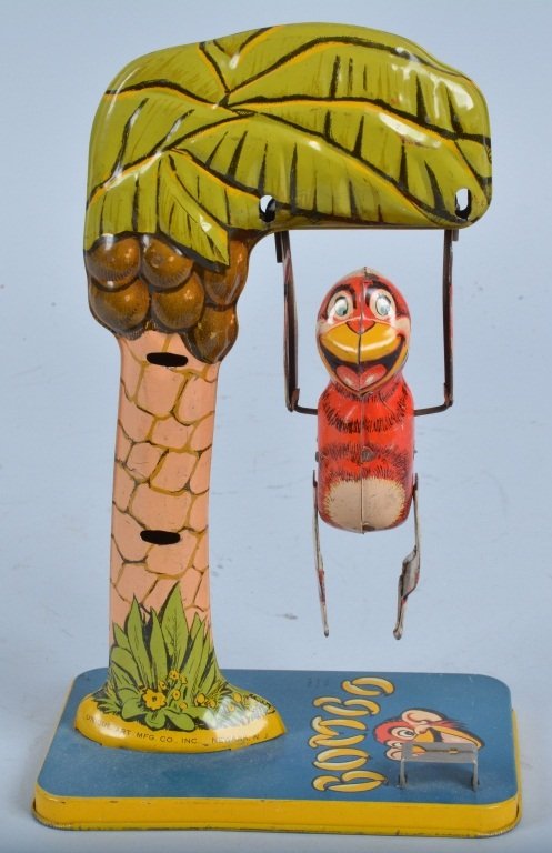 UNIQUE ART Tin Windup BOMBO THE MONKEY: Nice colorful toy. All original with great colors. Windup works. 9" tall. Excellent