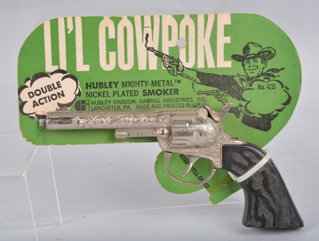 HUBLEY L'IL COWPOKE CAP GUN moc: New Old Stock on original card. Diecast Cap Gun. Near Mint. Prov. Hubley Archive