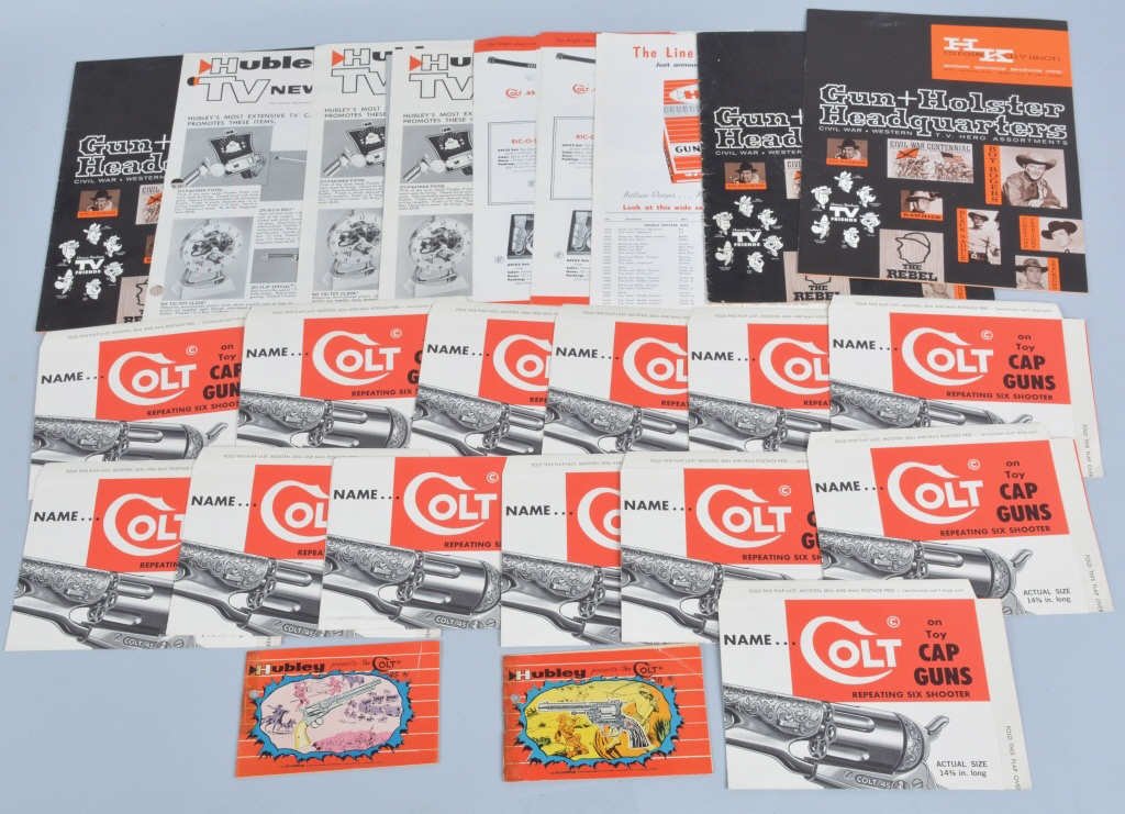 ORIGINAL HUBLEY CAP GUN PAPERWORK: Includes Colt Mail Away Order Forms, Comics, and More. Prov. Hubley Archive