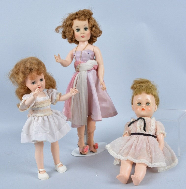 Lot of 3 Vintage Dolls: Nice grouping with the largest 19". Includes 14" Ideal doll, and 15" Horstmann, Excellent