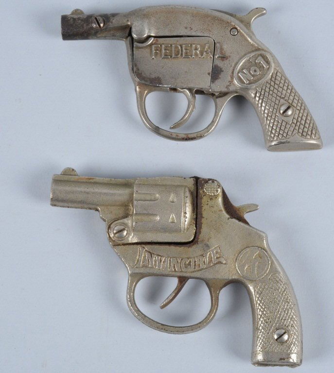 Lot of 2 Cast Iron Toy Cap Guns: Nice lot with Federal No.1, and Invincible. Both work fine. Excellent