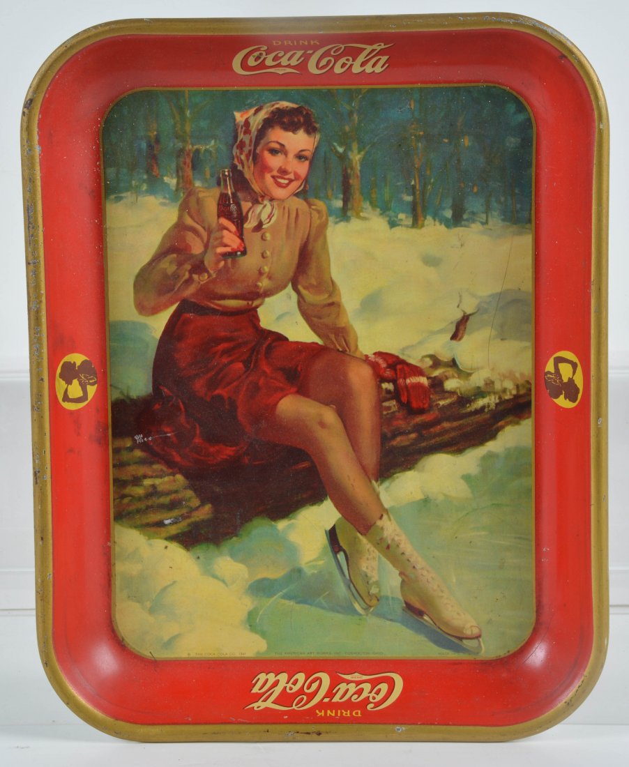 1941 Drink COCA COLA Ice Skater TRAY (1 of 4)