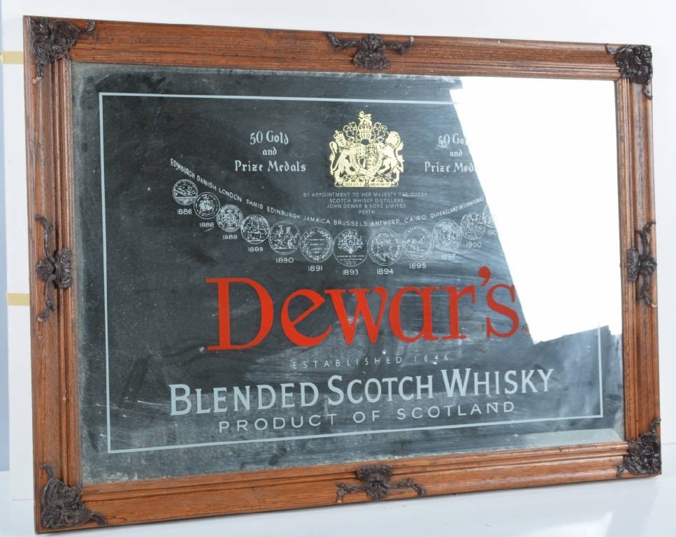 DEWAR'S BLENDED SCOTCH WHISKEY MIRROR SIGN (1 of 4)