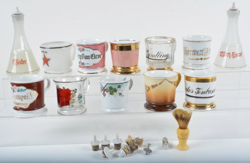 Lot of 10 SHAVING MUGS w/ ACCESSORIES (1 of 5)