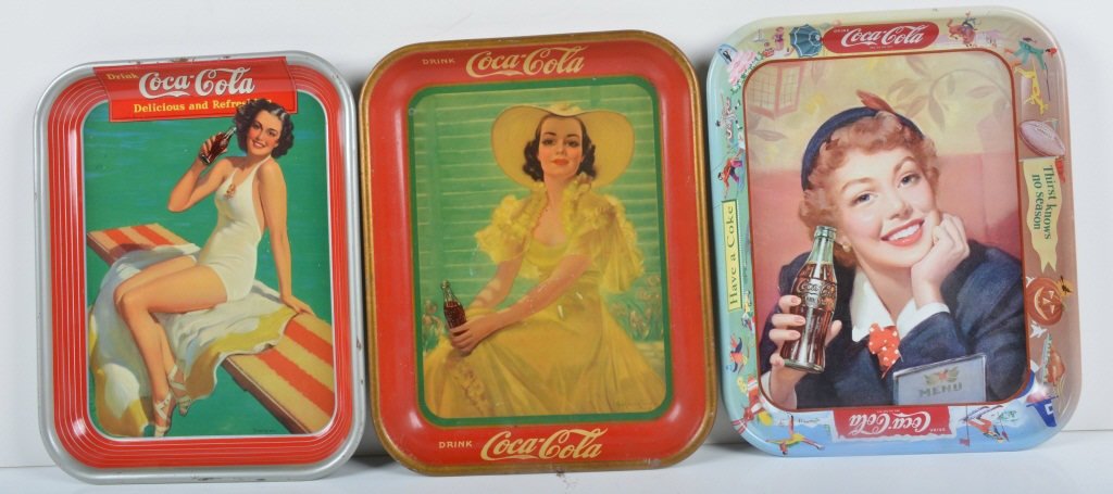 Lot of 3 Vintage COCA COLA TRAYS 1938, 1939, MORE (1 of 3)