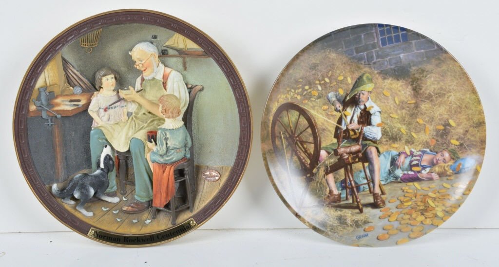 Lot of 2 COLLECTOR PLATES: Includes Norman Rockwell Toy maker Plate and Rumpelstilzchen Plate. Both limited Editions. Excellent