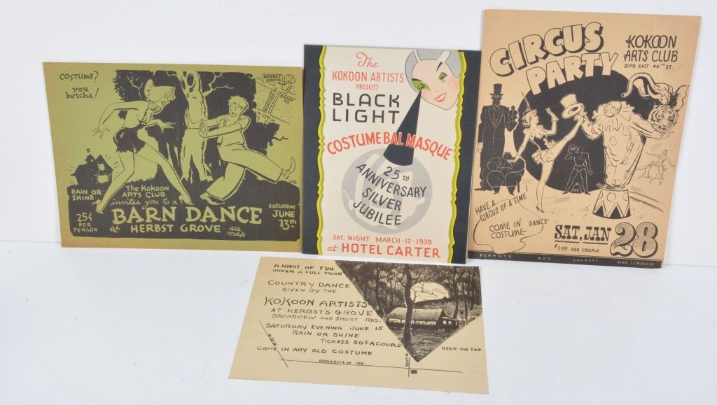 Lot of KOKOON ARTIST FLYERS: Lot includes original flyers for The Kokoon Artist Costume Balls, Circus, and other parties. Excellent