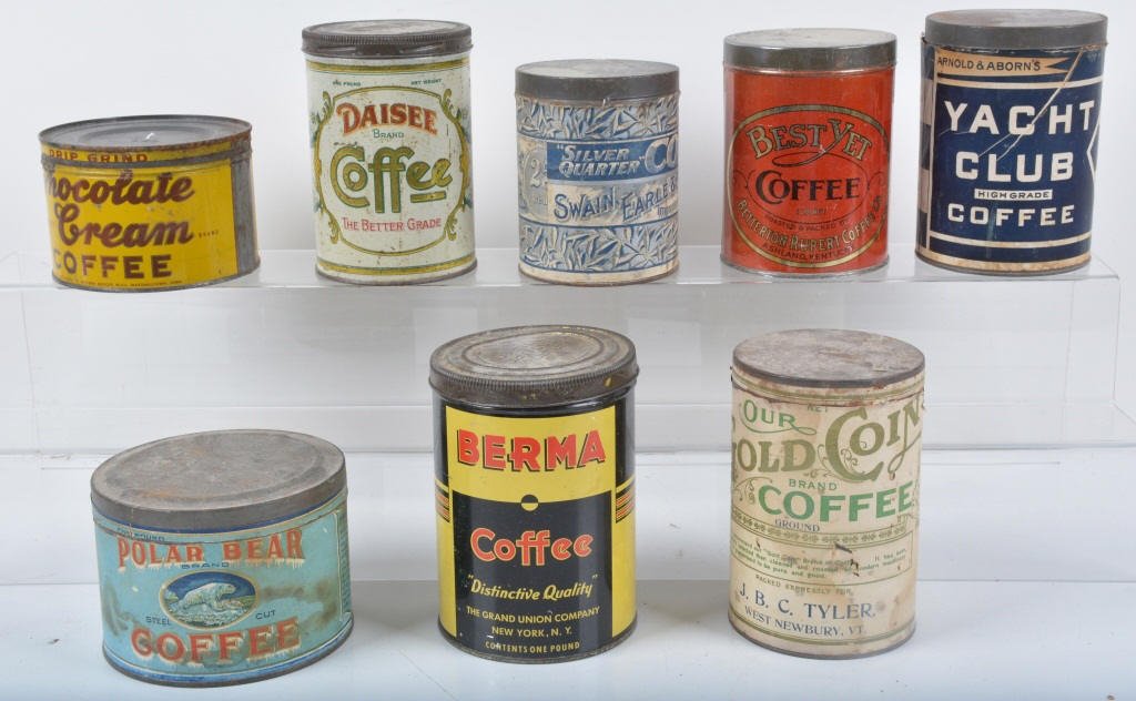 Lot of 8 VINTAGE COFFEE TINS (1 of 4)