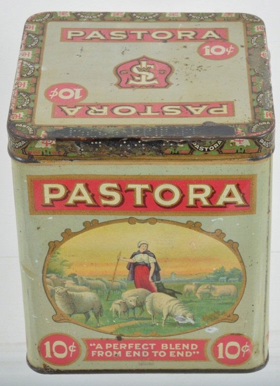 PASTORA CIGAR TIN: Nice colorful tin with Shepard and Lambs. 6" Excellent