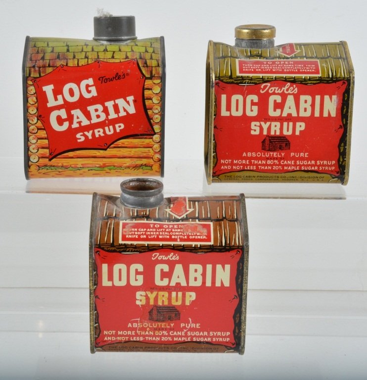 Lot of 3 TOWLES LOG CABIN SYRUP TINS (1 of 4)