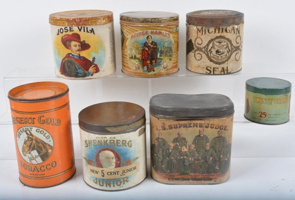 Lot of 7 VINTAGE TOBACCO & CIGAR TINS (1 of 4)