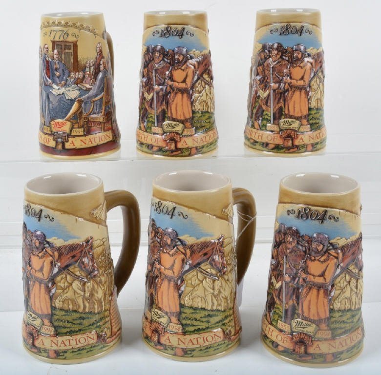 Lot of 6 BIRTH OF A NATION BEER STEINS (1 of 5)