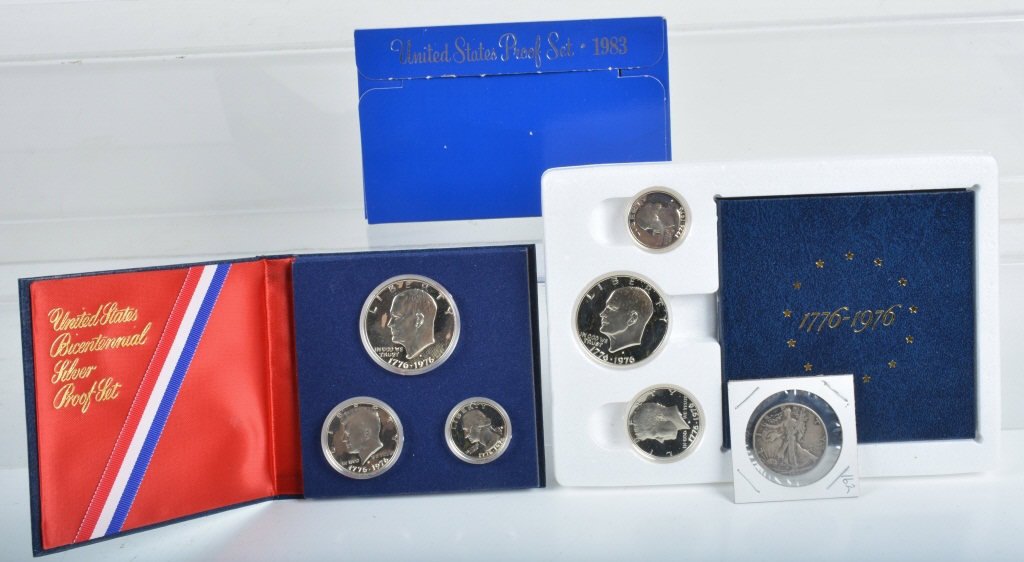 US COIN PROOF SETS & WALKING LIBERT HALF DOLLAR (1 of 4)