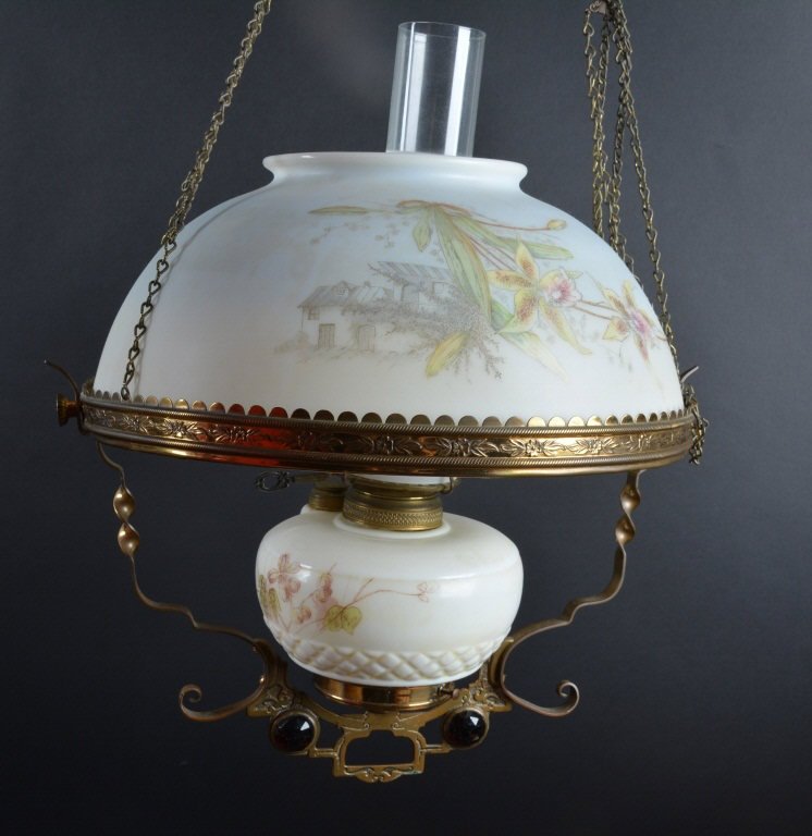 MILK GLASS HANGING LAMO (1 of 8)