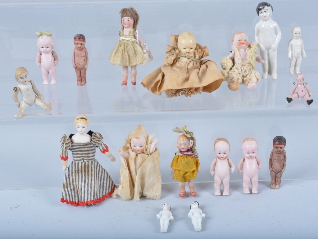 Lot of 17 German Bisque Miniature Dolls (1 of 6)