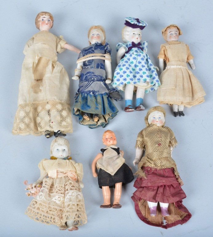 Lot of 7 German Doll House Dolls, Bisque & More (1 of 4)