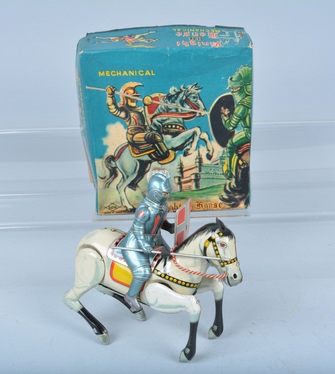 JAPAN Tin Windup KNIGHT ON HORSE w/ BOX (1 of 6)