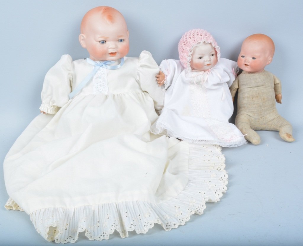 Lot of 3 German Bisque Baby Dolls, Bye Lo & More (1 of 3)
