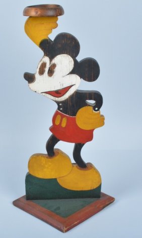large wooden mickey mouse statue