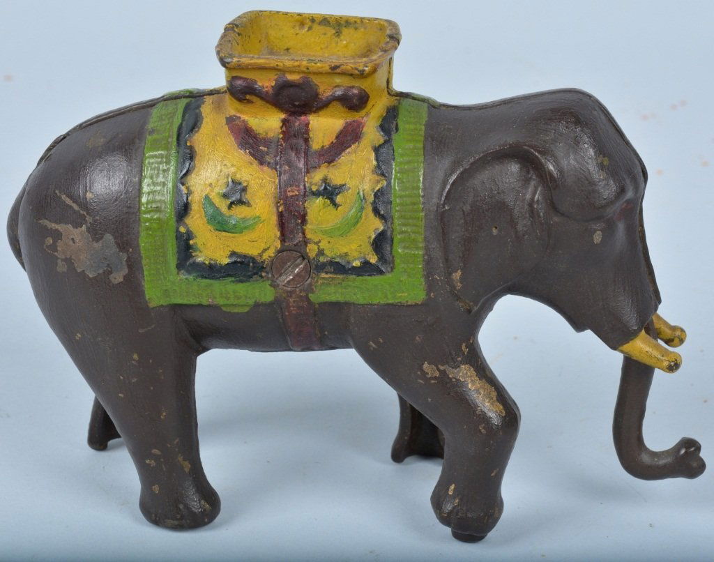 HUBLEY Cast Iron ELEPHANT BANK (1 of 3)