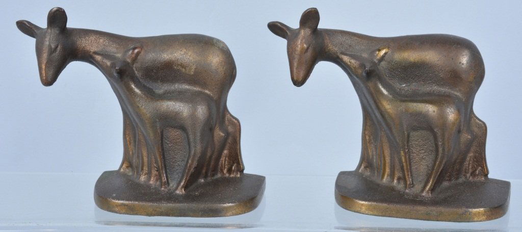Lot of 2 HUBLEY DEER & FAWN BOOK ENDS (1 of 3)
