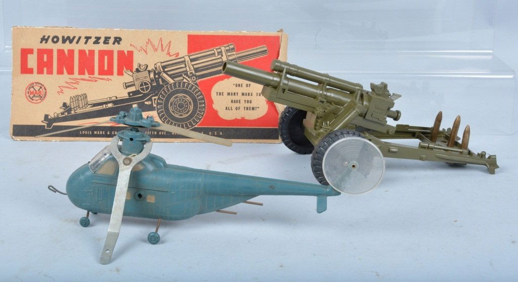 MARX HOWITZER CANNON w/ Box & HELICOPTER (1 of 4)