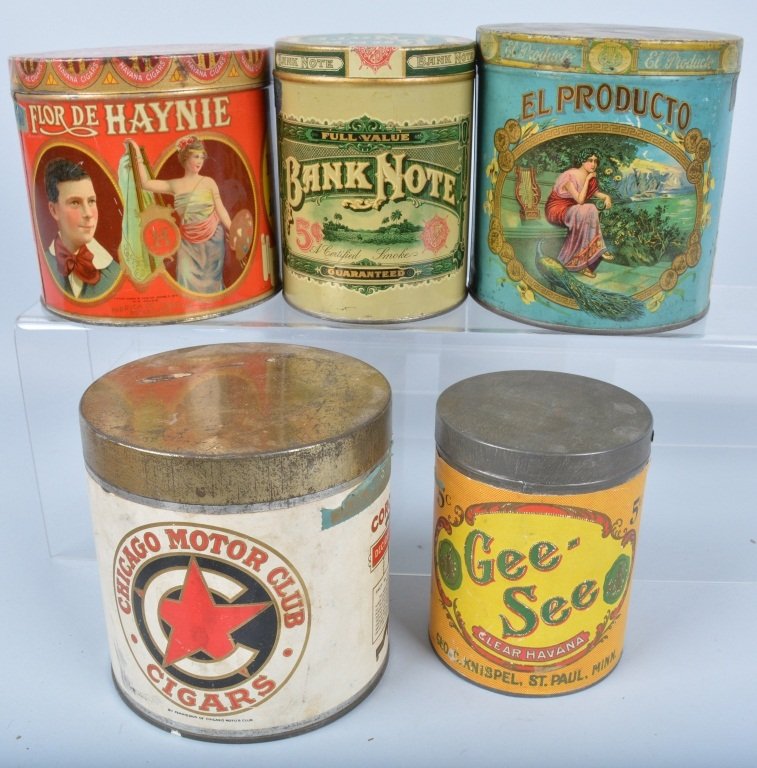 Lot of 5 VINTAGE CIGAR TINS (1 of 3)