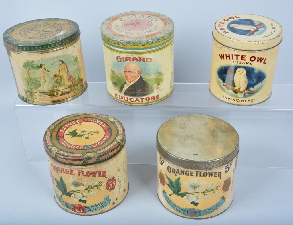 Lot of 5 Vintage CIGAR TINS (1 of 5)