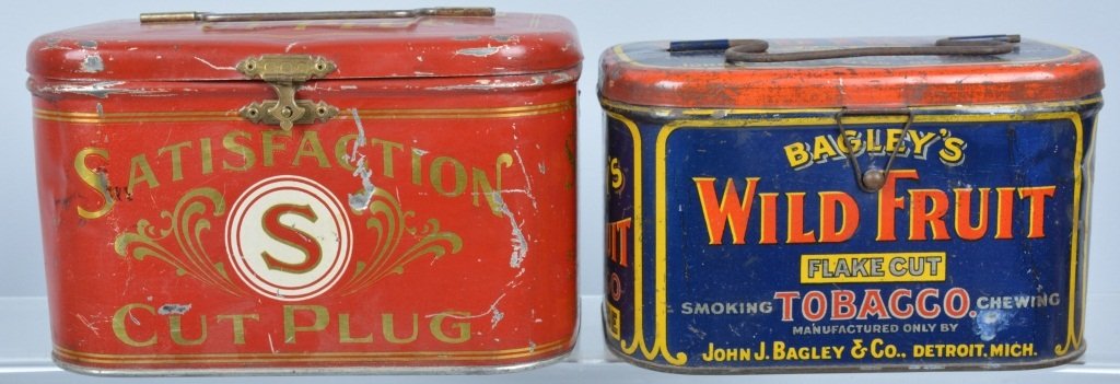 Lot of 2 Lunch box Style TOBACCO TINS (1 of 4)
