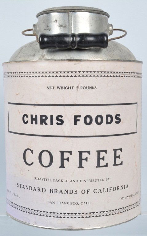 CHRIS FOODS 5 Lb MILK PAIL STYLE COFFEE TIN (1 of 3)