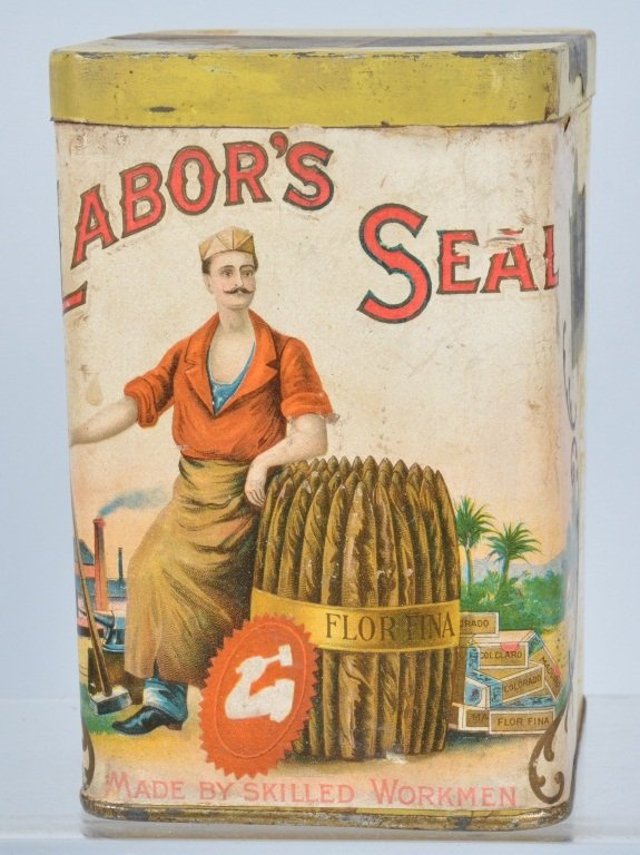 LABOR'S SEAL PAPER LABEL CIGAR TIN (1 of 5)