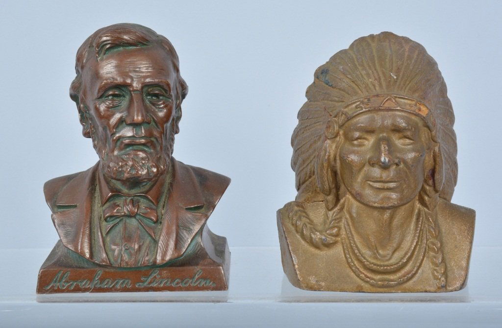 Cast Iron Indian Head Bank and Metal Lincoln Bank (1 of 5)