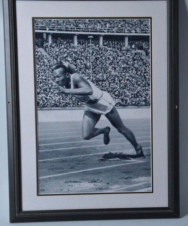 Large Framed Photo of Jesse Owens: Frame measures about 28" by 21". Excellent