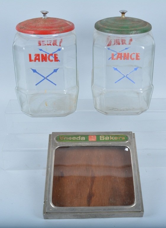 Lot of 2 Lance Cracker Jars & Uneeda Display (1 of 3)