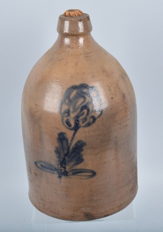 Stoneware 2 Gal. Jug with Cobalt Blue Flower (1 of 4)